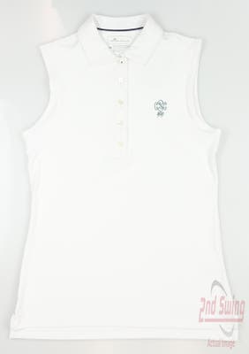 New W/ Logo Womens Peter Millar Golf Sleeveless Polo X-Small XS White MSRP $69