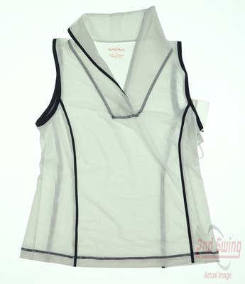 New Womens Kinona Sleeveless Polo Small S White MSRP $100