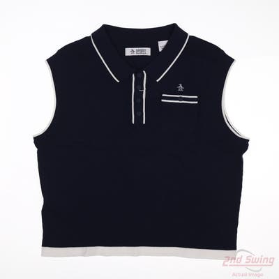 New Womens Penguin Sleeveless Polo X-Large XL Navy Blue MSRP $90