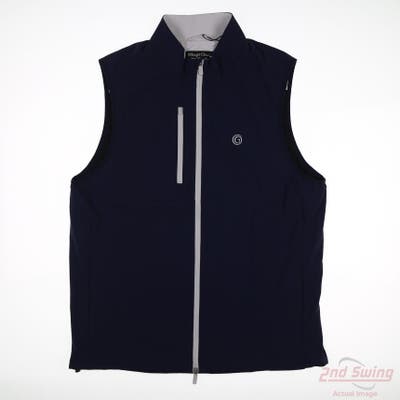 New W/ Logo Straight Down Mens Golf Vest Vest Large L Navy Blue Solid MSRP $130