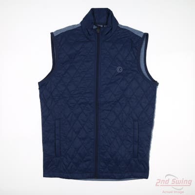 New W/ Logo Anderson Ord Mens Golf Vest Vest Medium M Blue Color Block MSRP $90