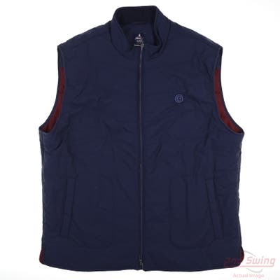 New W/ Logo Johnnie-O Mens Golf Vest Vest X-Large XL Navy Blue Solid MSRP $228