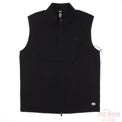 New W/ Logo LinkSoul Mens Golf Vest Vest Large L Black Solid MSRP $120