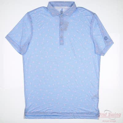 New W/ Logo Mens Johnnie-O Polo Large L Blue MSRP $110