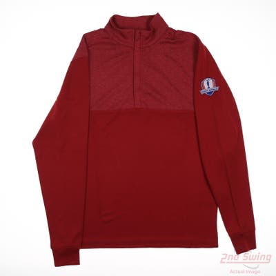 New W/ Logo Mens Footjoy 1/4 Zip Pullover Medium M Red MSRP $100
