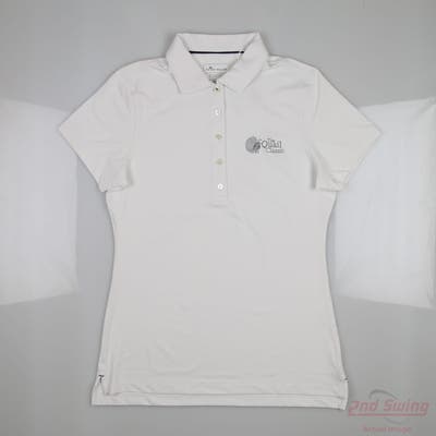 New W/ Logo Womens Peter Millar Polo Small S White MSRP $85