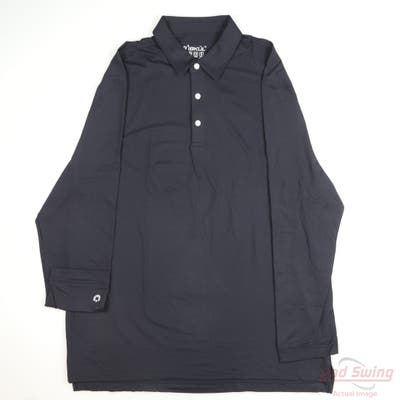 New Mens IBKUL Long Sleeve Polo XX-Large XXL Black MSRP $100