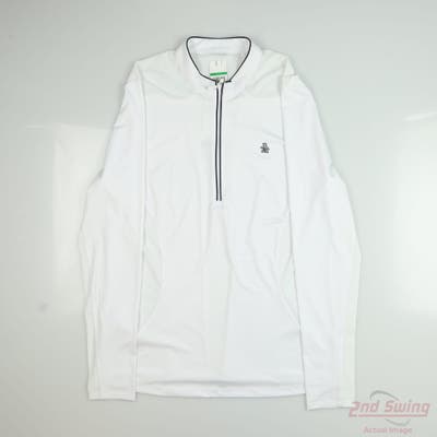 New Womens Penguin 1/4 Zip Pullover Large L White MSRP $115