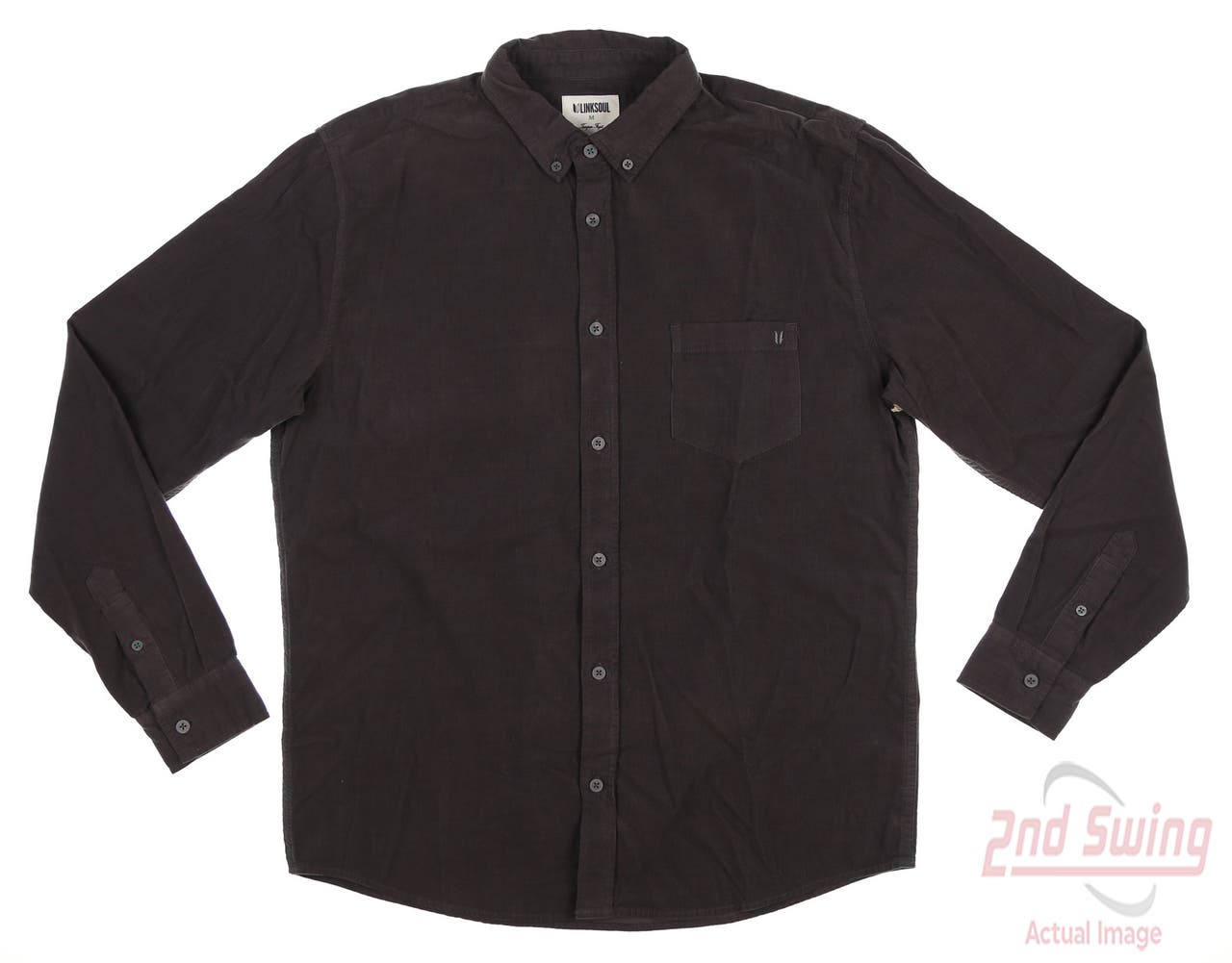 New Mens LinkSoul Pinwale Corduroy Button Up Medium M Charcoal MSRP $98