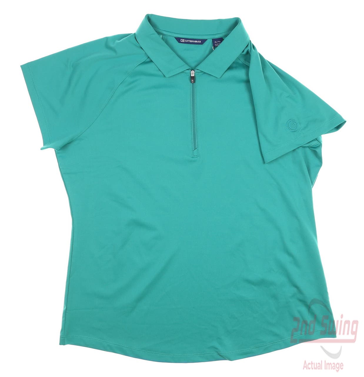 New W/ Logo Womens Cutter & Buck Golf Polo Large L Teal MSRP $70