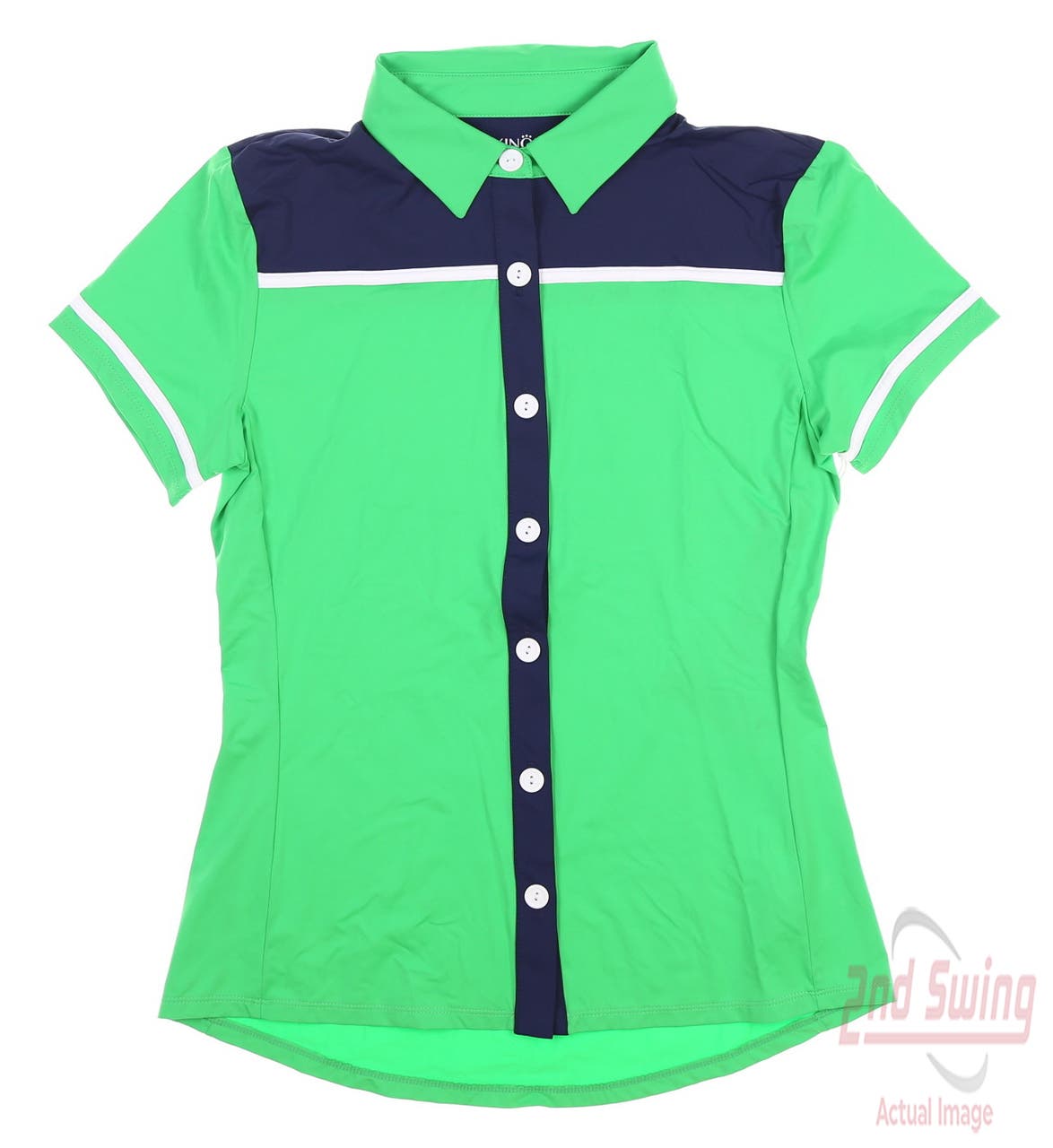New Womens Kinona Button Up Beauty Polo Small S Kelly Green MSRP $119