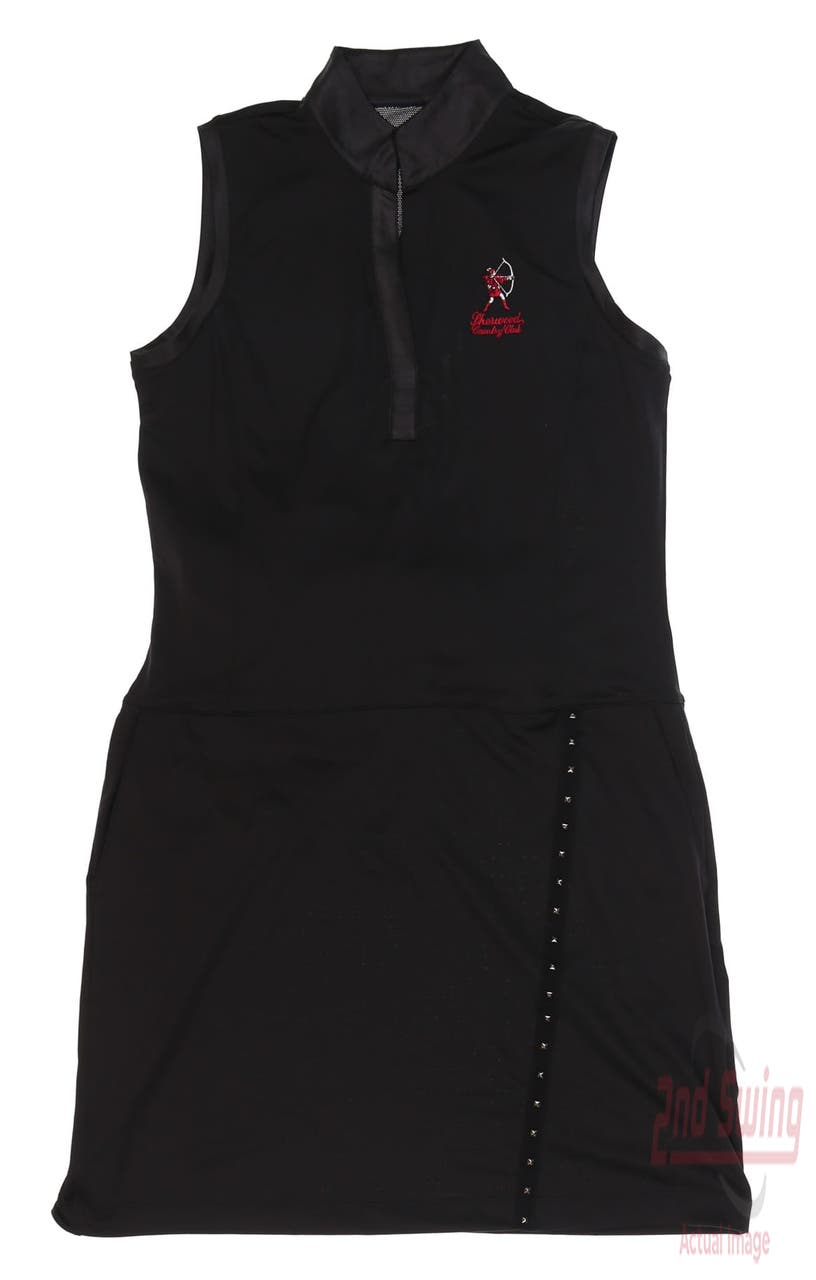 New W/ Logo Womens EP NY Sleeveless Y-Neck Dress X-Small XS Black MSRP $130
