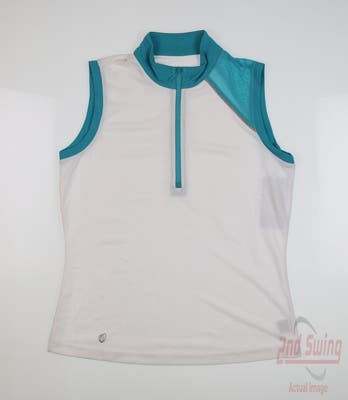New Womens GG BLUE Aubree Sleeveless Polo Small S White W/ Puya MSRP $84