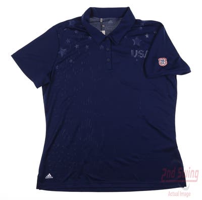 New W/ Logo Womens Adidas Golf Polo Small S Navy Blue MSRP $60