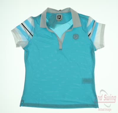 New W/ Logo Womens Footjoy Golf Polo Small S Blue MSRP $80