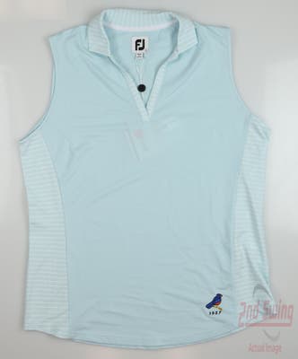New W/ Logo Womens Footjoy Golf Sleeveless Polo Large L Blue MSRP $75