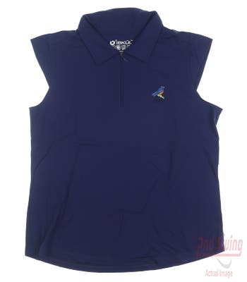 New W/ Logo Womens IBKUL Golf Sleeveless Polo X-Large XL Navy Blue MSRP $86