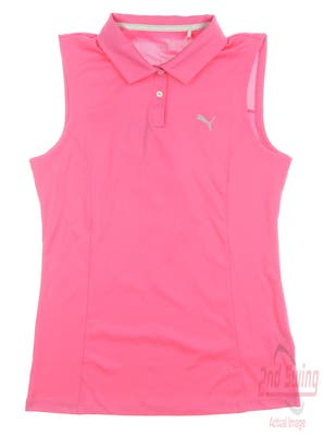 New Womens Puma Golf Sleeveless Polo Small S Pink MSRP $50