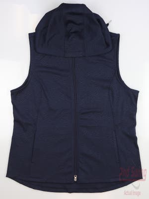 New Womens Greg Norman Hooded Vest X-Large XL Navy Blue MSRP $86