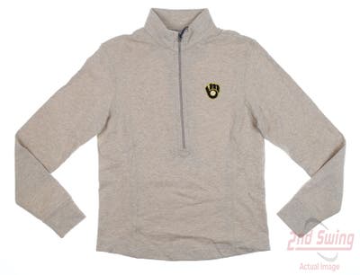 New W/ Logo Womens Johnnie-O Kennedy 1/4 Zip Pullover Small S Tan MSRP $105