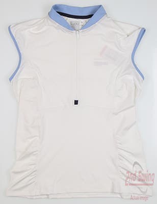New Womens Lucky In Love Sleeveless Polo Small S White MSRP $72