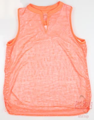 New Womens Lucky In Love Golf Sleeveless Polo Large L Orange MSRP $84