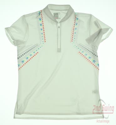 New Womens Lucky In Love Golf Polo Large L White MSRP $78