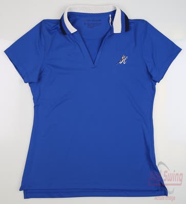 New W/ Logo Womens Peter Millar Golf Polo Small S Blue MSRP $95