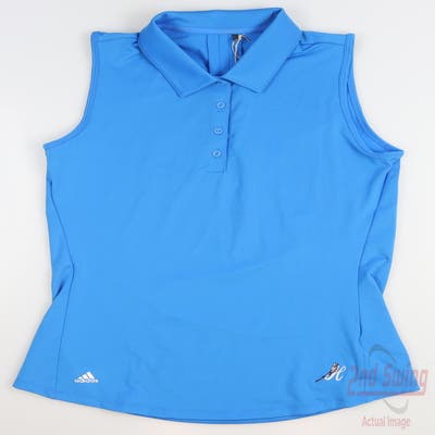 New W/ Logo Womens Adidas Golf Sleeveless Polo Small S Blue MSRP $60