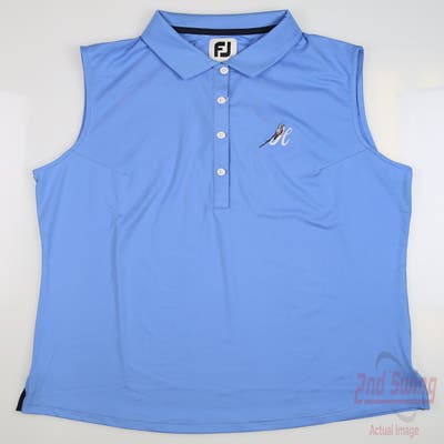 New W/ Logo Womens Footjoy Golf Sleeveless Polo Large L Blue MSRP $69