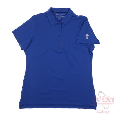 New W/ Logo Womens Peter Millar Golf Polo Large L Blue MSRP $89