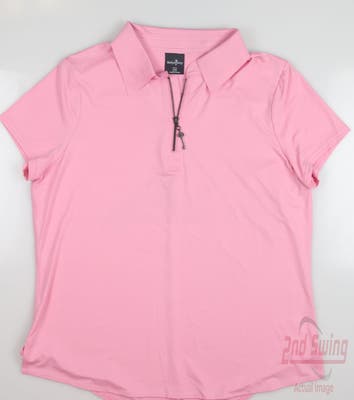 New Womens Belyn Key Zip Keystone Polo Medium M Pink MSRP $112