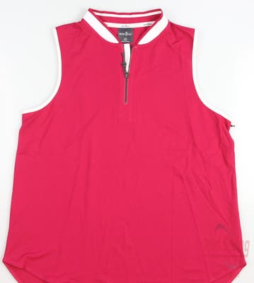 New Womens Belyn Key Zip Sleeveless Polo Medium M Pink MSRP $112
