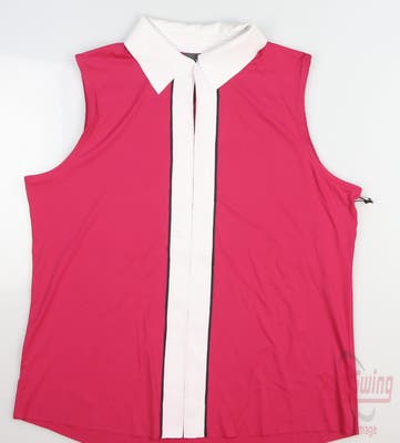 New Womens Belyn Key Golf Sleeveless Polo Medium M Pink MSRP $116