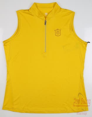 New W/ Logo Womens Emery Tail Sleeveless Polo Large L Yellow MSRP $90