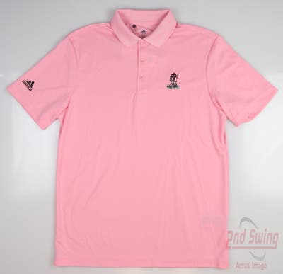 New W/ Logo Mens Adidas Perf Polo Medium M Pink MSRP $55