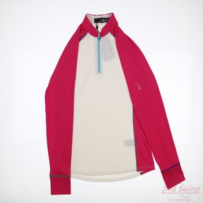 New W/ Logo Womens Ralph Lauren RLX 1/4 Zip Pullover Small S White MSRP $100