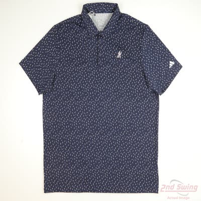 New W/ Logo Mens Adidas Polo X-Large XL Navy Blue MSRP $78