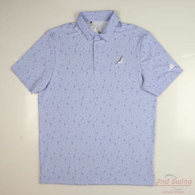 New W/ Logo Mens Adidas Polo Medium M Blue MSRP $78
