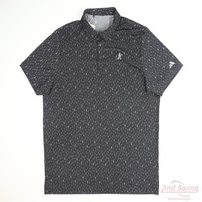 New W/ Logo Mens Adidas Polo X-Large XL Black MSRP $78