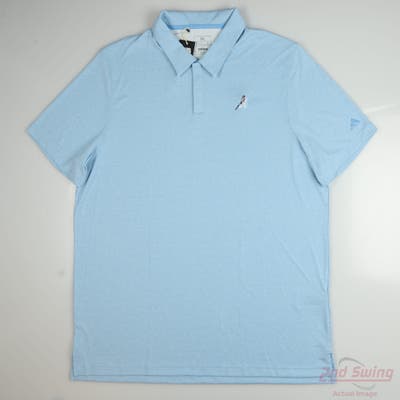 New W/ Logo Mens Adidas Polo XX-Large XXL Blue MSRP $95