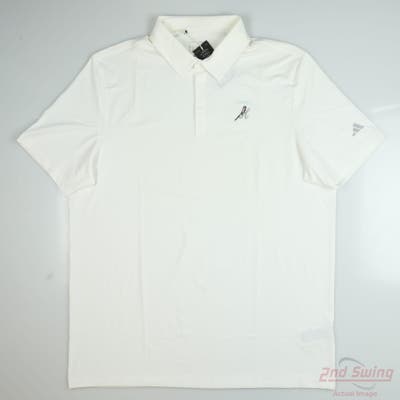 New W/ Logo Mens Adidas Polo X-Large XL White MSRP $78