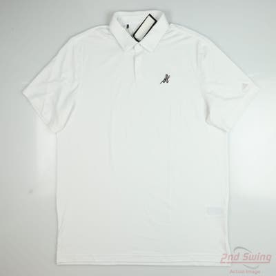 New W/ Logo Mens Adidas Polo X-Large XL White MSRP $84