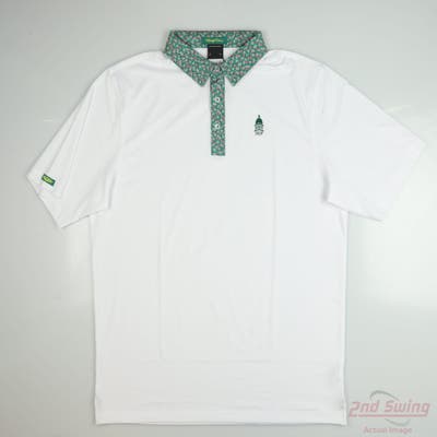 New W/ Logo Mens Straight Down Polo X-Large XL White MSRP $90