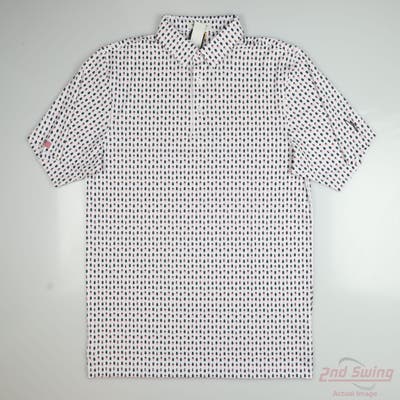 New W/ Logo Mens Straight Down Polo X-Large XL White MSRP $90