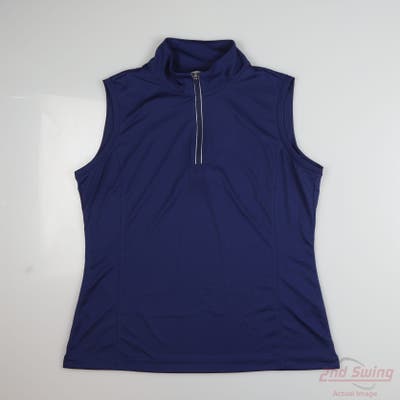 New W/ Logo Womens EP NY Sleeveless Polo Medium M Blue MSRP $50