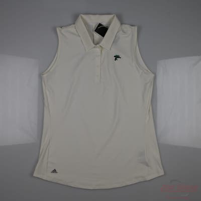 New W/ Logo Womens Adidas Sleeveless Polo Large L White MSRP $70