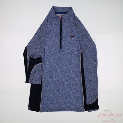 New W/ Logo Womens Peter Millar 1/4 Zip Pullover Medium M Blue MSRP $115