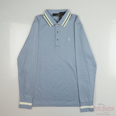 New Womens Ralph Lauren RLX Long Sleeve Polo Medium M Blue MSRP $132
