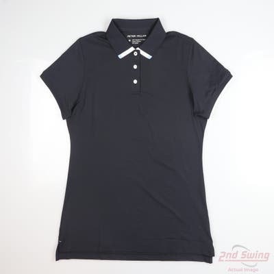 New Womens Peter Millar Polo Medium M Black MSRP $117